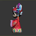 Colorful Traditional Chinese Opera Character Decorative Ornament Set with Red Costume Purple White Beaded Headpiece