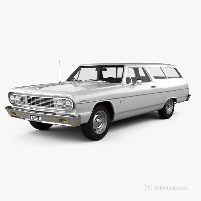 Classic Silver Station Wagon Car With Retro Design And Sleek Body Styling 3d model 