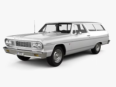 Classic Silver Station Wagon Car With Retro Design And Sleek Body Styling 3d model