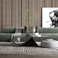 Quiet sofa tea table combination 3d model