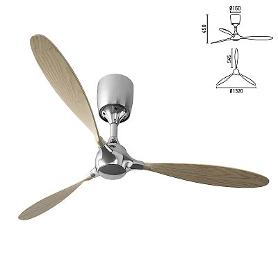 Modern Ceiling Fan with Wooden Blades and Metal Base and 41.3cm Size Design 3d model