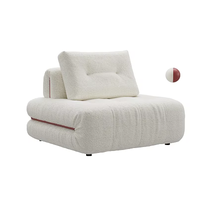 Cream Colored Upholstered Sofa Set With Soft Cushions Modern Design And Red Trim 3d model
