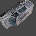 Old Worn Out Van With Dusty Exterior And Damaged Front End 3d model