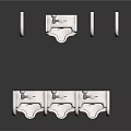 Sleek Modern Public Restroom Urinals With White Ceramic Dividers And Fixtures
