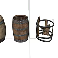 Vintage Wooden Barrel Ornament Decor Set with Various Designs for Home Decoration