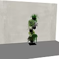 Tiered Indoor Garden Decor Stand With Various Green And Purple Hanging Plants