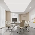 Modern Conference Room Interior With Large Windows TV Screen And Wooden Walls