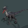 Spiked Back Dinosaur 3D Model Character Walking With Open Mouth Red Tongue And Striped Skin