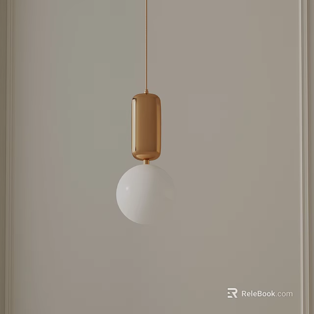 Modern Golden Pendant Light With White Globe Shade For Interior Design 3d model 
