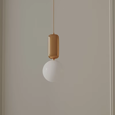 Modern Golden Pendant Light With White Globe Shade For Interior Design 3d model