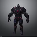 Muscular Character Armor Design With Dark Pink Accents And Glowing Red Orbs