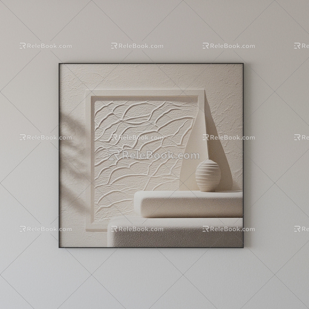 Cream Wind Hanging Painting 3d model