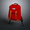 Red SKOLOO Backpack With Brown Leather Accents Black Straps Daily Use Design