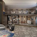 Modern Hotel Lobby Interior With Sofa Seating Marble Floor And Front Desk