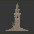 Traditional Symmetric Stone Carved Gate Structure With Steps And Decorative Ornaments