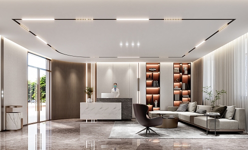 Modern Front Desk Waiting Area 3d model