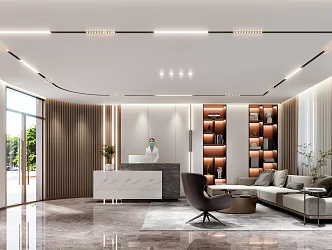Modern Front Desk Waiting Area 3d model