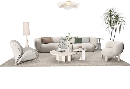 Modern Sofa Coffee Table Combination Cream Sofa Coffee Table Combination Sofa Coffee Table Leisure Chair Leisure Sofa 3d model