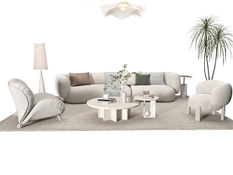 Modern Sofa Coffee Table Combination Cream Sofa Coffee Table Combination Sofa Coffee Table Leisure Chair Leisure Sofa 3d model