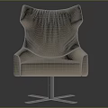 Modern Leather Single Chair With Unique Pleated Backrest And Metal Star Base