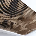 Modern Linear Brushed Brass Slat Ceiling Design For Contemporary Interior Spaces 3d model