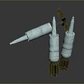 White Military Missiles With Metal Components And Clyde Design Details