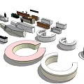 Modern Reception Desk Design With Various Curved Circular And Rectangular Shapes 3d model