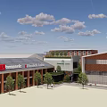 Seneca School Campus Featuring Red Brick Buildings Green Roof And Plaza Trees