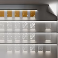 Downlights and Spotlights Illuminating Modern Display Space with Sleek Shelves and Panels
