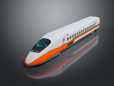 Modern High Speed Train With White Orange Body Streamlined Design And Green Windows 3d model