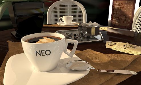 Modern coffee cup coffee table top 3d model