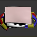 Pink Electronic Device With White Circular Speakers And Red Blue Yellow Colored Tubes