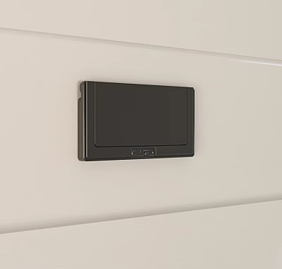 Sleek Black Cabinet Handle Mounted On Light Colored Wall Surface 3d model
