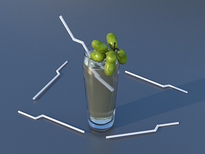 Juice Drink Glass Fruit Grape Straw Lifestyle Food 3d model