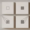 Four White Square Panels Each With Different Graphics Small Squares Fan And Grille Patterns 3d model