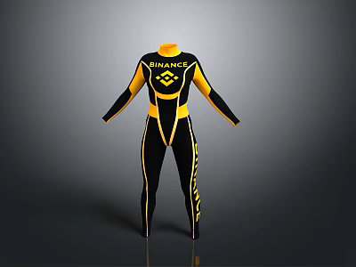 Stylish Black And Yellow Bodysuit With BINANCE Logo For Daily Use 3d model