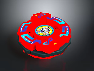 Fun Red Rotating Toy With Cartoon Pattern And Blue Yellow Details For Daily Living 3d model