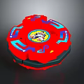 Fun Red Rotating Toy With Cartoon Pattern And Blue Yellow Details For Daily Living