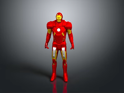 Detailed Red And Gold Iron Man Armor Standing Pose With Chest Reactor 3d model