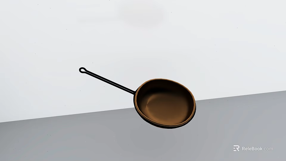 Copper Cooking Spoon With Black Long Handle And Shiny Bowl For Kitchen Use 3d model 