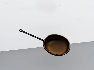 Copper Cooking Spoon With Black Long Handle And Shiny Bowl For Kitchen Use 3d model