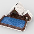 LEGO toy blocks snow house snow spa swimming pool 3d model