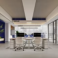 Modern Office Interior Design Open Workspace With Desks Ergonomic Chairs Glass Partitions And Green Plants