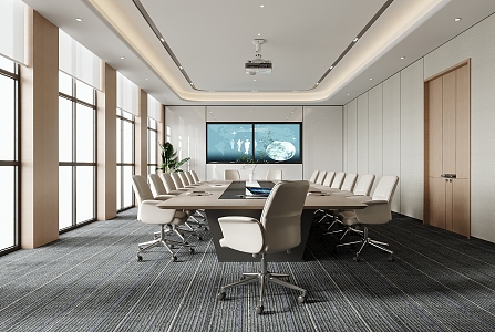 Conference Room Conference Table and Chair Office Chair Projection 3d model