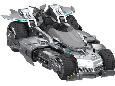 Futuristic Silver Sports Car With Streamlined Metallic Body And Large Wheels 3d model