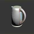 Modern Silver Electric Kettle With Blue Handle And Shiny Surface For Daily Use