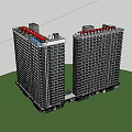 Modern High Rise Hotel Building with Sunset Sky Landscaped Surroundings and Ground Floor Retail Spaces