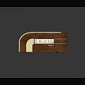 Elegant Wooden Reception Desk With Gold Accents For Modern Office Lobby Area