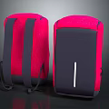 Red And Dark Gray Modern Backpack With Front And Back Views And White Stripe 3d model