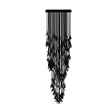 Black Modern Chandelier With Hanging Strip Ornaments And Feather Like Design For Artistic Interior